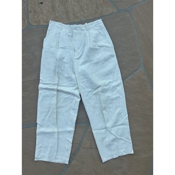 Zara high rise white pleat front trouser pants size M - Picture 1 of 3